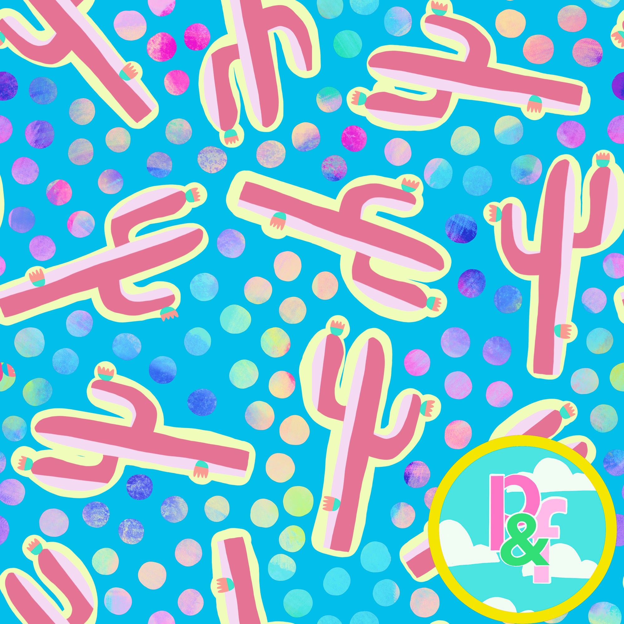 Patterns and Frocks: blue spotty cactus