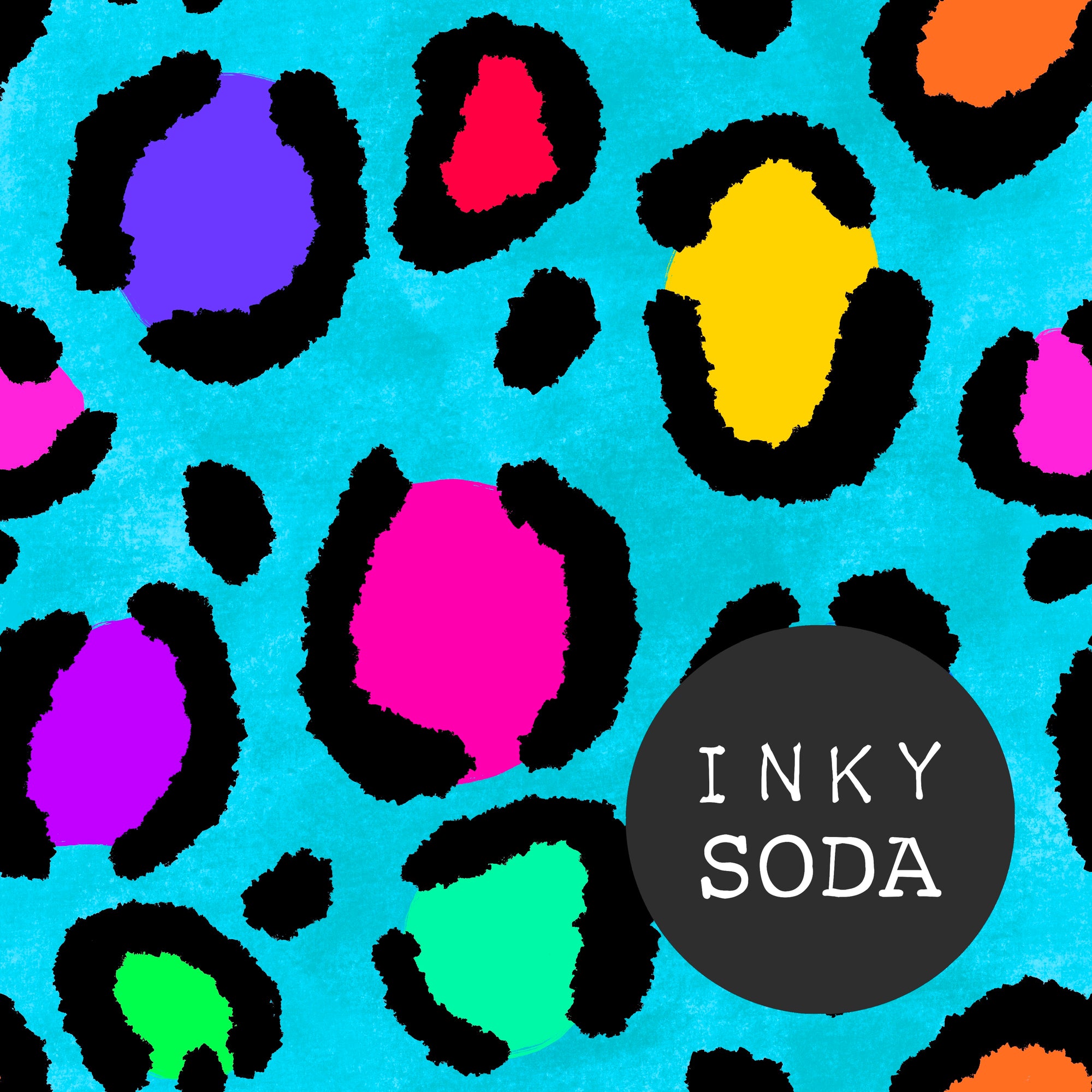Inky Soda aqua leopard regular French Terry 1.4m
