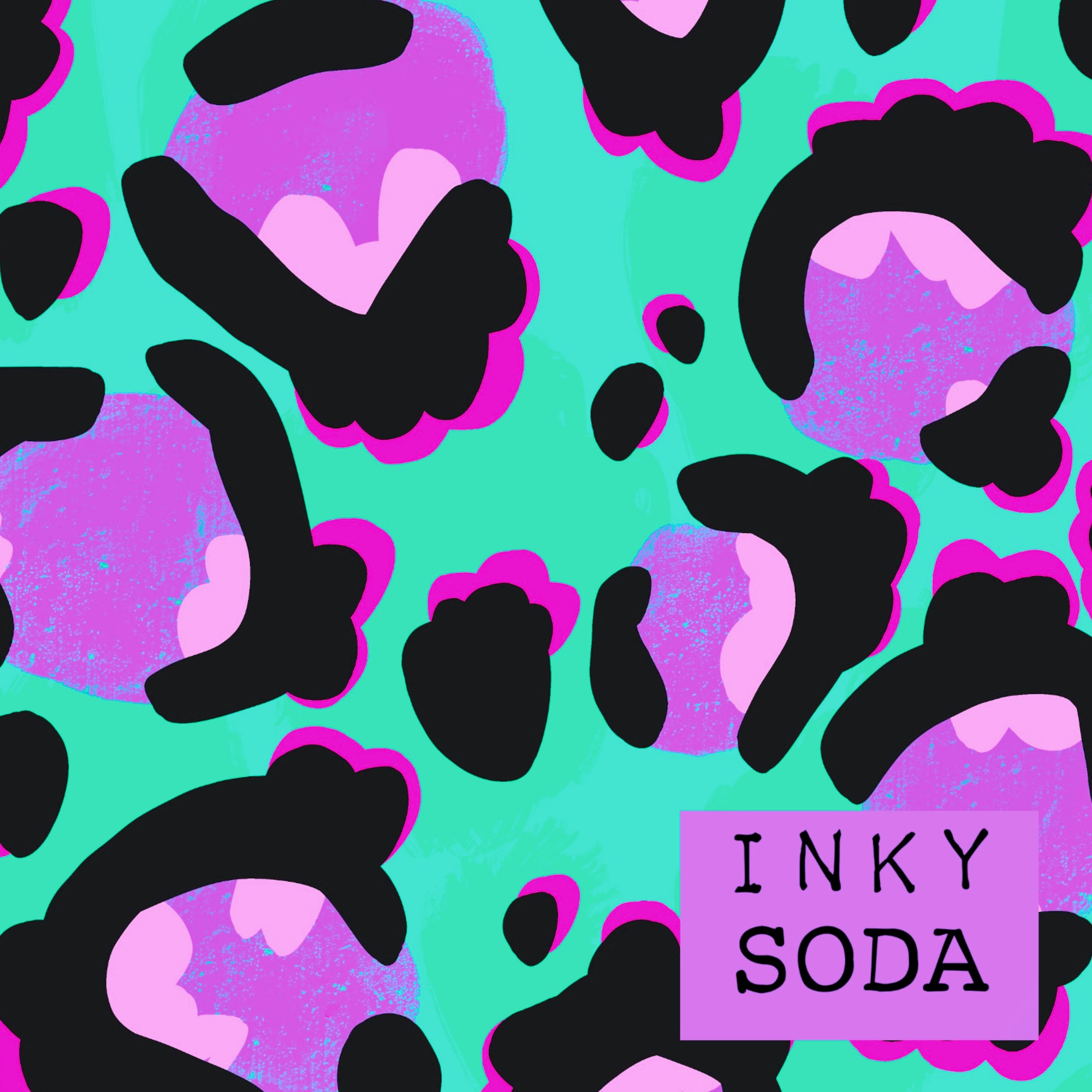 Inky Soda mint leopard jumbo French Terry 1.4m