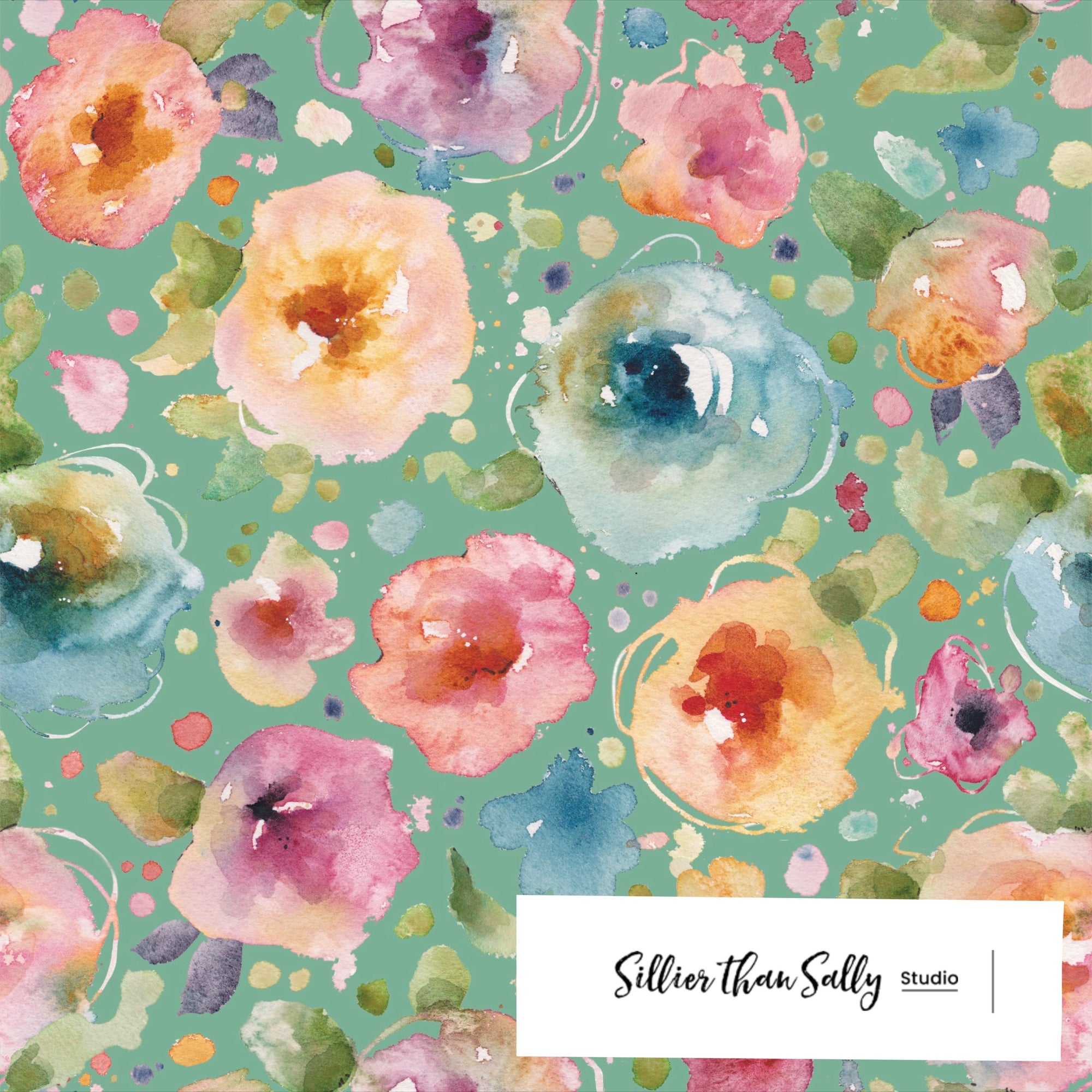 50cm Sally Walsh: Bloom on Green Dinky Canvas