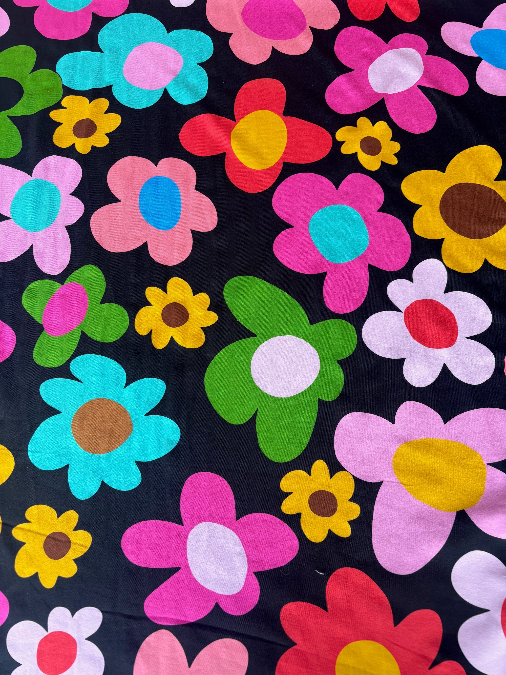Whimsy kaleidoscope- retro blooms - 210gsm Cotton Lycra