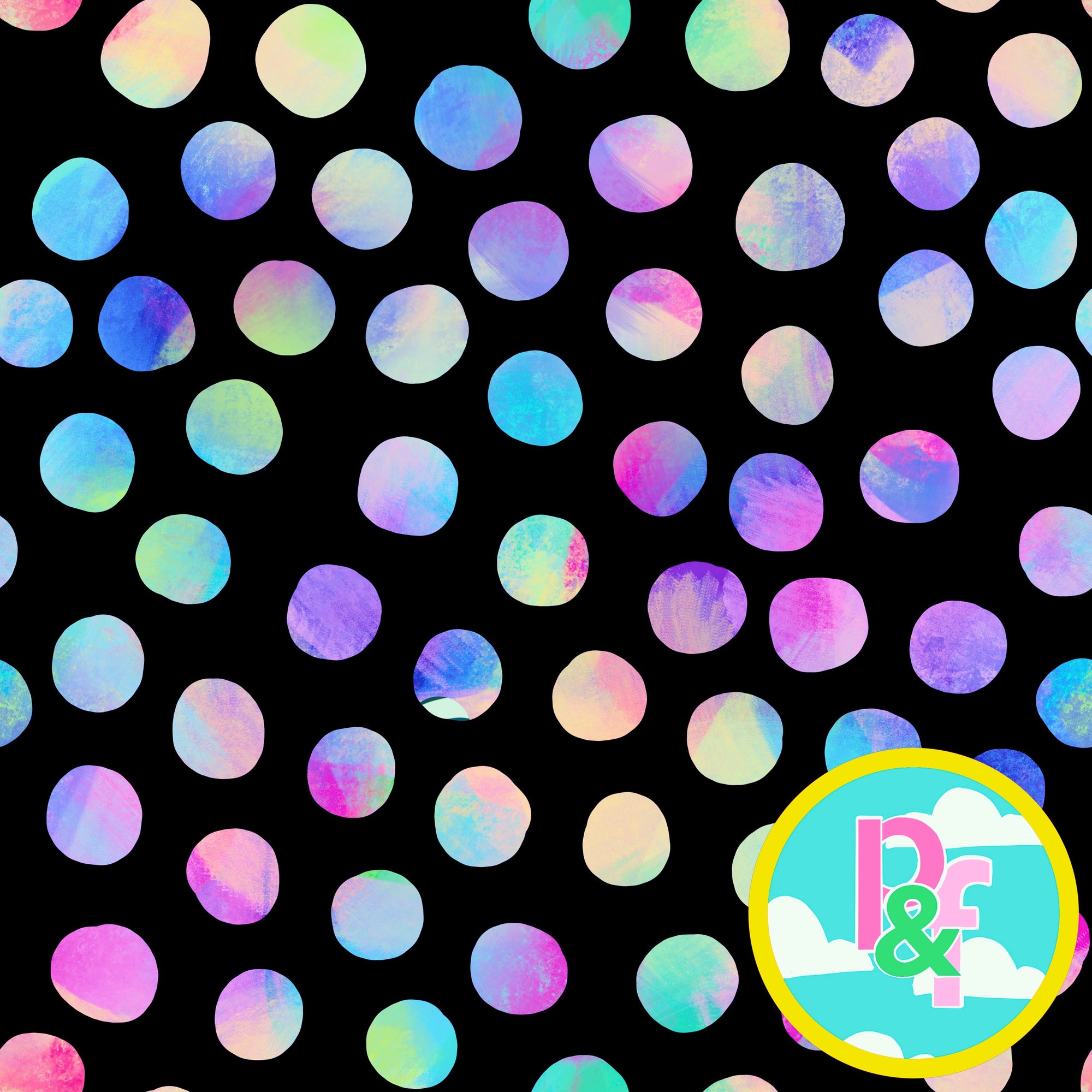 Patterns and Frocks: Black Rainbow Spotty