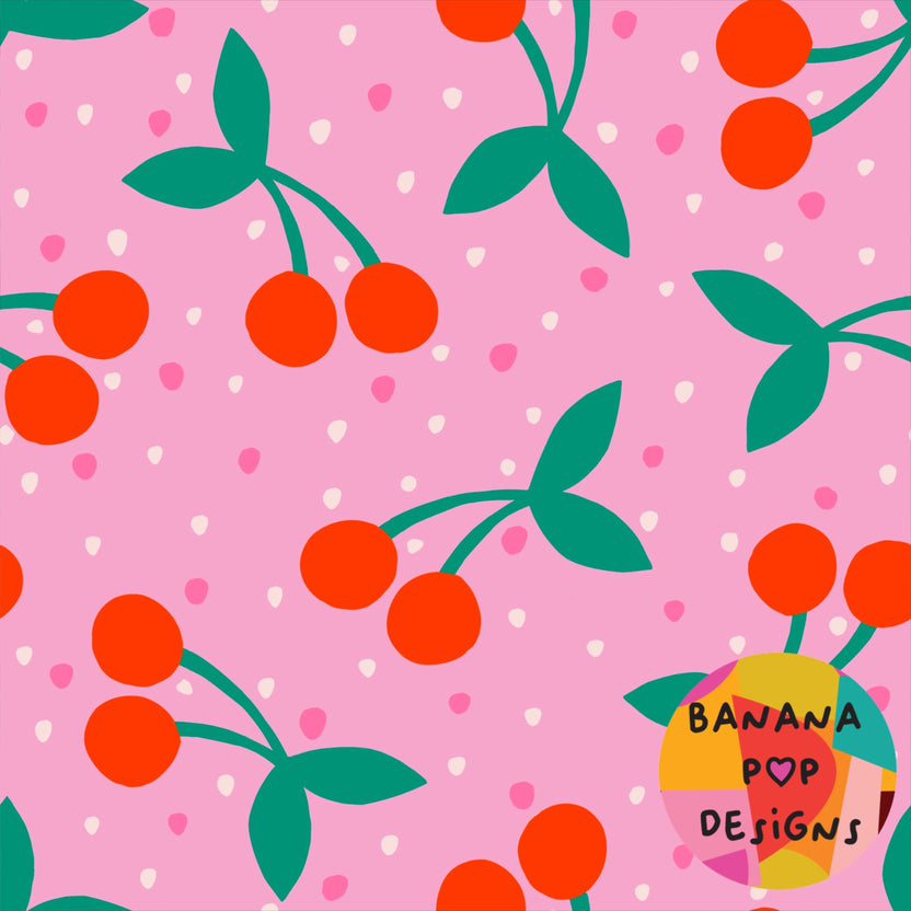 Banana Pop - cherries pink – Hellofriendfabrics