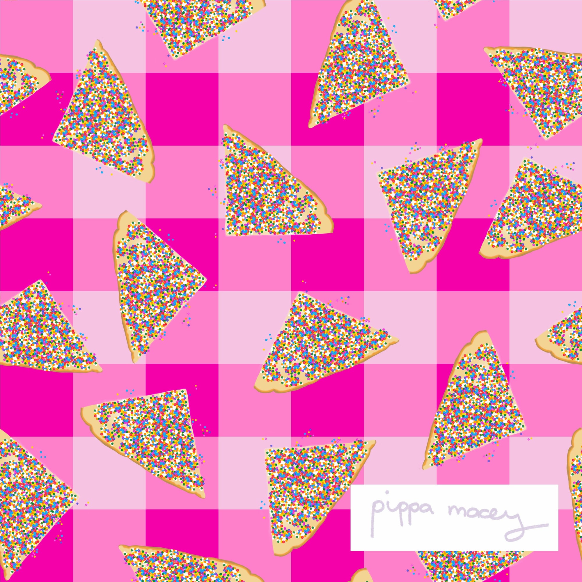 Pippa Macey - pink fairy bread gingham #