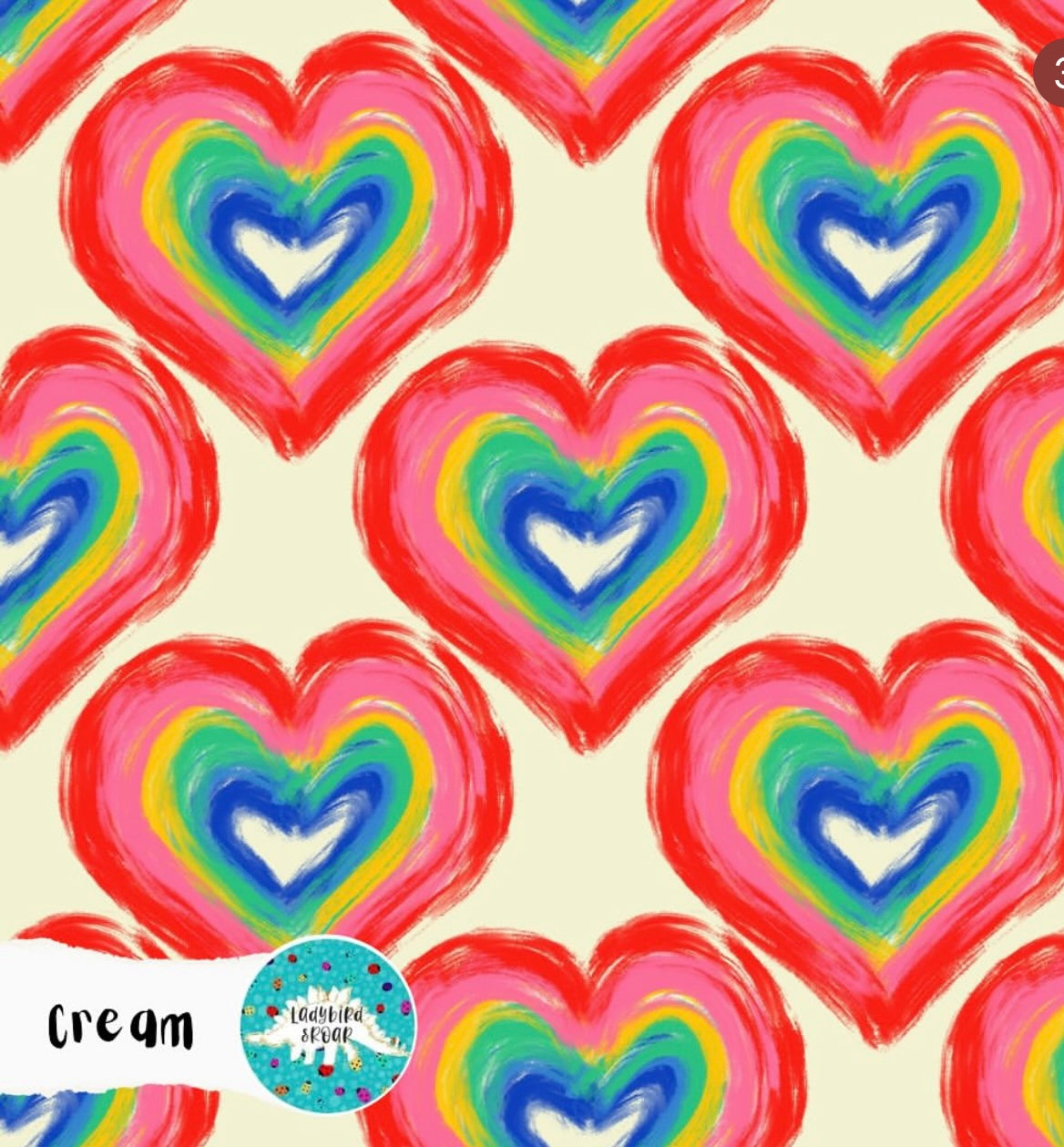 Ladybird & Roar- Rainbow hearts cream